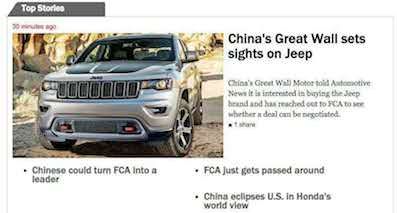 長城確認(rèn)要收購Jeep品牌 為實(shí)現(xiàn)SUV全球銷量第一！