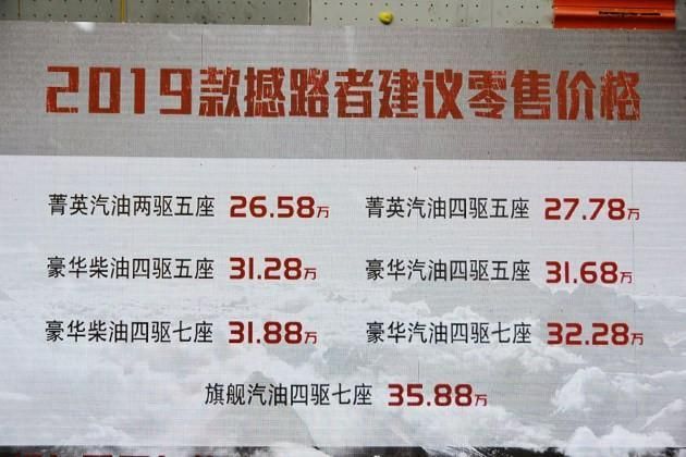 牽手國家登山隊 2019款撼路者售價26.58萬起