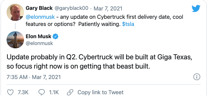 特斯拉可能在第二季度發(fā)布Cybertruck更新