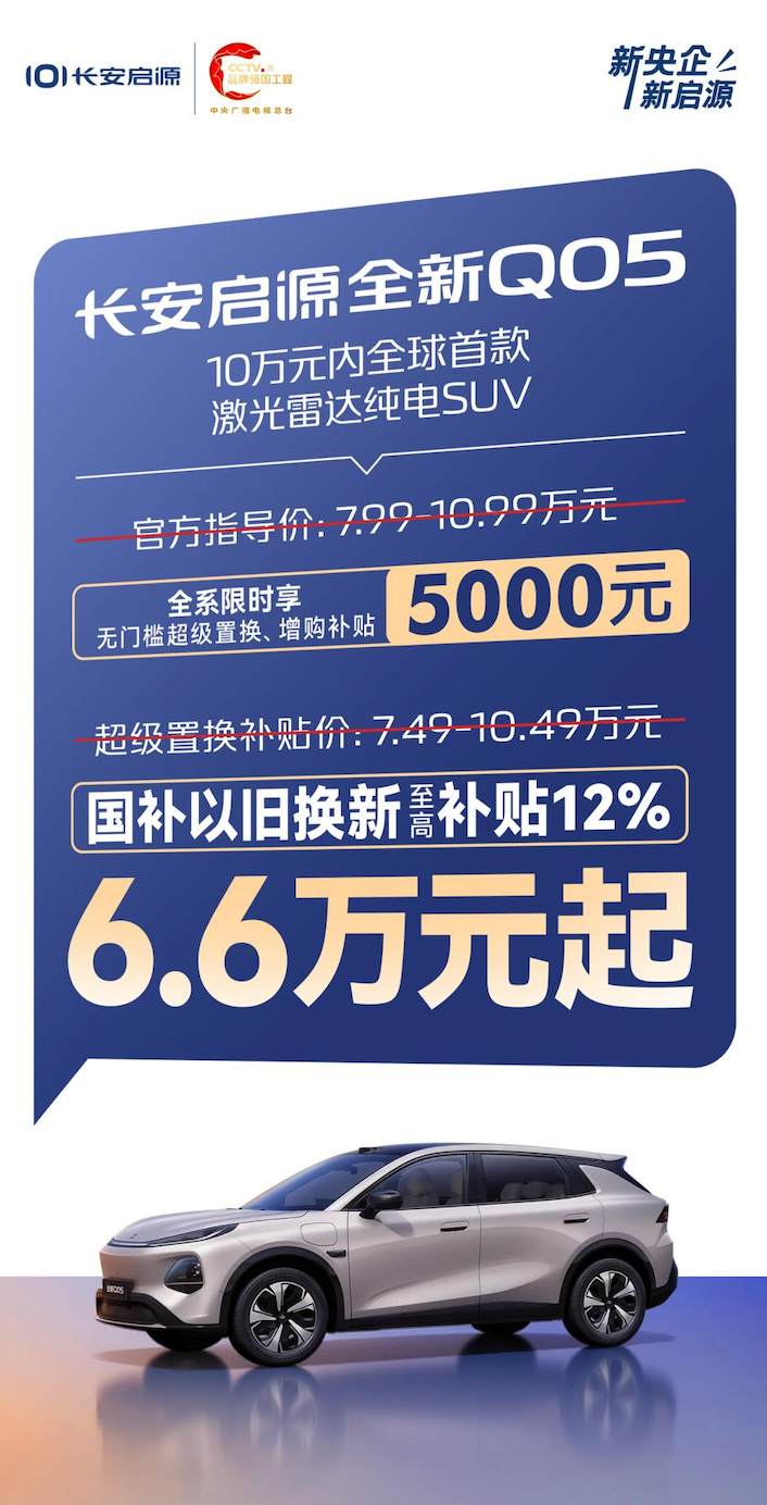 響應國家新政策 長安啟源Q05低至6.6萬起