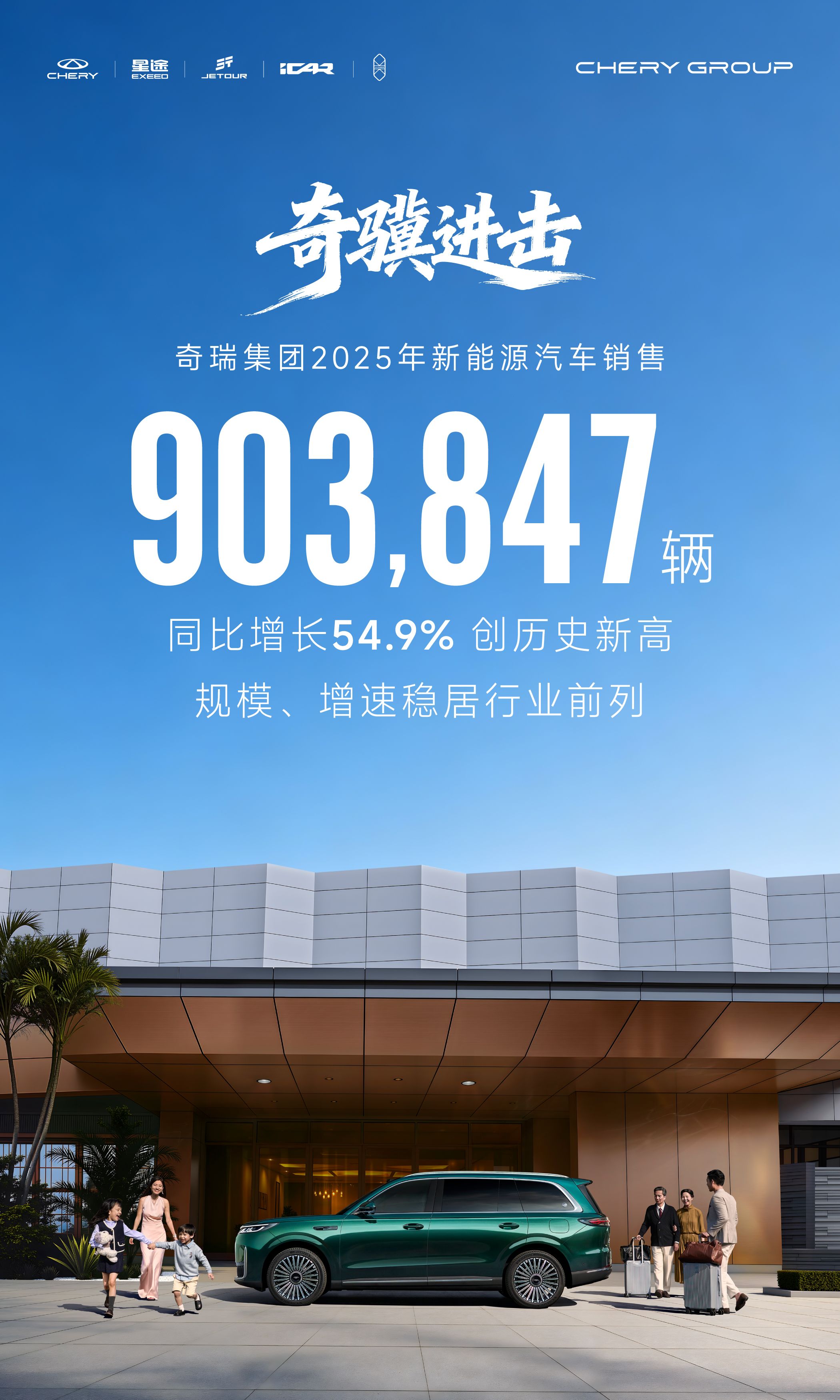 奇瑞新能源年銷破90萬輛躋身前三，穩站第一陣營